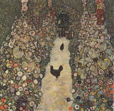 Gustav Klimt Garden Path with Chickens (mk20) Germany oil painting art